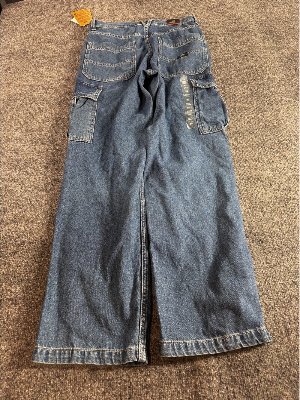 Vans Service Women's Cargo Pants 29 Indigo Blue Denim Loose Tapered Fit Wide Leg - Picture 2 of 10